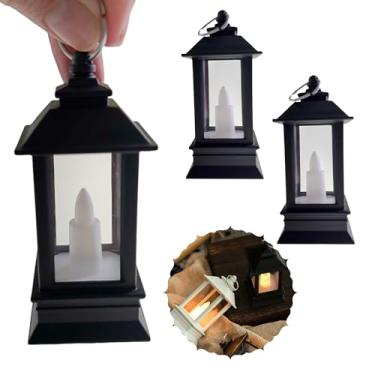 Imagem de Kit 2 Mini Lamparina Vela Led Decorativa Fofa p/Festas Eventos Jantares Segura (Preta)