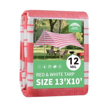 Imagem de RAINDWEWAY Lonas de 35 x 30 m, lona listrada para guarda-sol de 12 mm, UV, capa de lona de poliéster impermeável multiuso com ilhós e bordas reforçadas, quintal, jardim, varanda, garagem, piscina