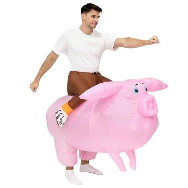 Imagem de YU FENG Fantasia inflável para adultos, fantasia de animal, fantasias infláveis masculinas femininas, rosa, 150-190 mm