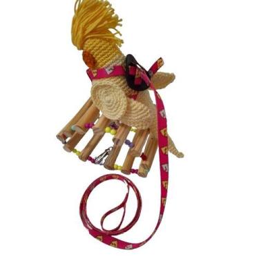 Imagem de Coleira Peitoral com Guia Passeio para Aves Calopsita Porte Semelhante