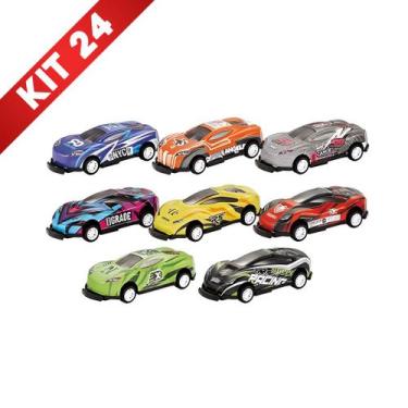 Imagem de Carro 24 Carrinho Brinquedo Ferro Infantil Colorido Fricção Carro Infa