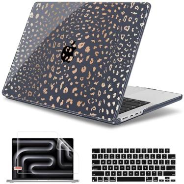 Imagem de May Chen Capa para M4 MacBook Pro 35.6 cm A3112 A3401 Max A3185, M3 A2918 A2992, M2 A2779 M1 A2442, 2024 2023 2022 2021, capa rígida de plástico com capa de teclado, Estampa de leopardo