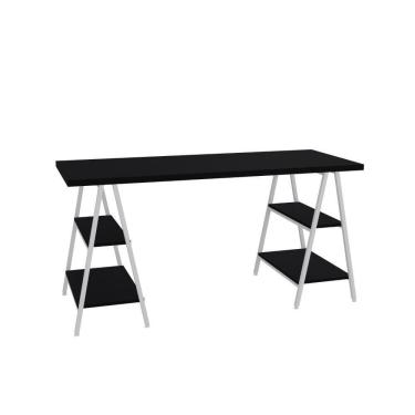 Imagem de Mesa Kuadra Cavalete 150x60x75cm Preto ônix - Preto ônix -