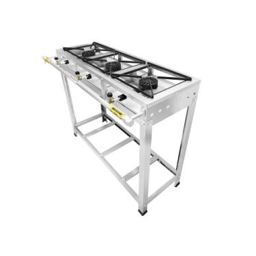 Imagem de Fogão 3 Bocas Inox Ferro Fundido Eco - SeveFort Grill