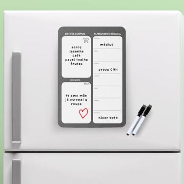 Imagem de Lousa Magnética Planner Planejamento para Geladeira Colorida 20x30cm e 30x40cm Simples - Oferta de Lembretes/Recados/Anotações +2 canetas (CINZA, 20x30cm)