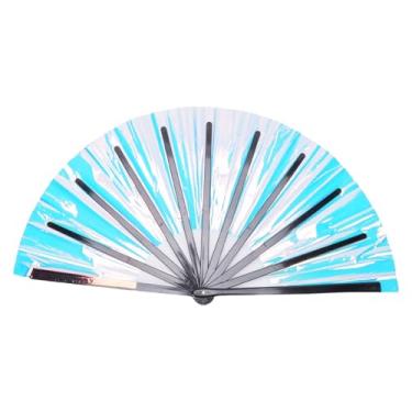 Imagem de HEEPDD Grande Ventilador Dobrável, Kung Fu Tai Chi Colorido fã de Dança de Dança Pvc Tecido Compacto de Cores Leves de Coleta de Cores Práticas para Presentes