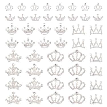 Imagem de SUPERFINDINGS 48 peças, 6 estilos, coroa, strass, coroa, joias, enfeites, strass, cabochão de liga de strass, para acessórios de cabelo feitos à mão, tênis, roupas