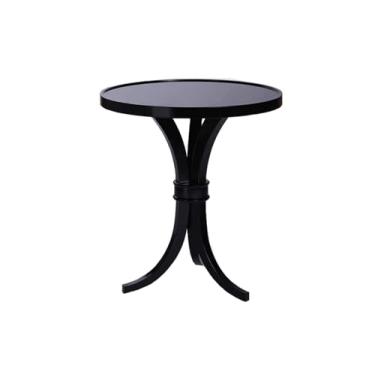 Imagem de Mesa de chá pequena mesa redonda de madeira, mesa lateral móvel simples para sala de estar, quarto, loja de chá com leite, cafeteria, mesa de centro pequena, mesa de canto criativa simples