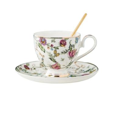 Imagem de ZzleoyuUUs-12 Conjunto de chávenas de café porcelana porcelana chá da tarde chinês simples borda dourada conjunto de chá cerâmica inglês preto xícaras de chá e pires xícaras de café