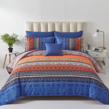 Imagem de Conjunto de edredom Cottolester Boho Queen Size 8 peças de laranja que