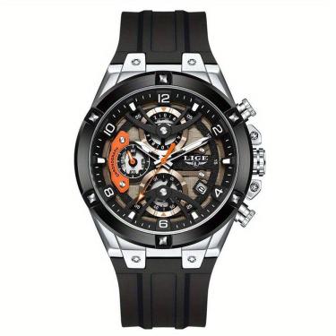 Imagem de Relógio Esportivo Masculino Com Cronógrafo Movimento Quartzo Resistente Até 3atm Prata