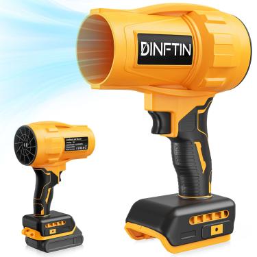 Imagem de Dinftin Soprador de folhas sem fio sem escova compatível com bateria DeWalt 20V MAX (apenas ferramenta), soprador turbo de velocidade variável de 125 MPH 430 CFM, soprador portátil leve para gramado