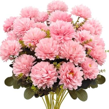 Imagem de Guagb Flores de outono para mães artificiais, 2 peças, 18 cabeças, crisântemos de seda, falsas, buquês florais, arranjos para decoração de casa, ambientes internos e externos, varanda casamento outono