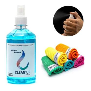 Imagem de Kit Limpa Lentes Óculos Tela Tv Celular Notebook com 1 Spray 500ml + 3