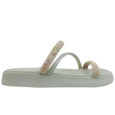 Imagem de Sandália Feminina Moleca Papete Glitter 5469.121 Flatform, 35, Branco/
