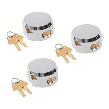 Imagem de Mardili Cadeados de disco de reboque escondidos com chave semelhante, trava de disco de 6 cm, trava de porta de caminhões e vans, aço solo, pacote com 3