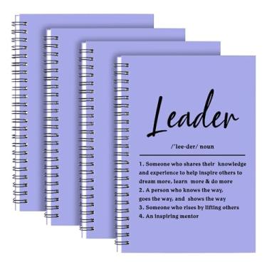 Imagem de WHLBHG Leader Gift Spiral Journal Leader Definition Gift Boss Appreciation 4 pçs caderno espiral forrado mentor presente Boss Journal Notebook para mulheres e homens (espiral - 4 peças líder roxo)