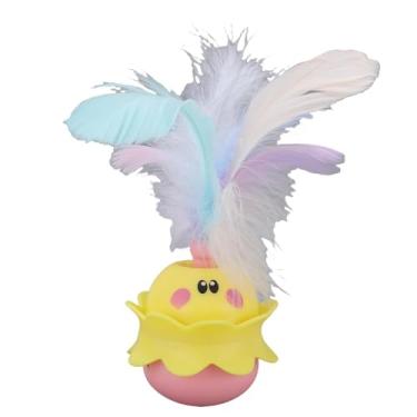 Imagem de Pssopp Brinquedos de Varinha de Teaser de Gato, Brinquedo de Gato de Provocação Elétrica Automática Com Penas Coloridas para Animais de Estimação Internos Aliviam o Tédio