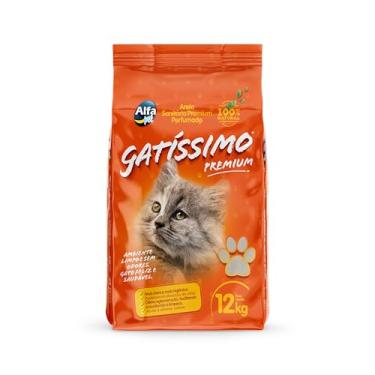 Imagem de Areia Sanitária Premium Fina com Carvão Ativado e Perfumada, Pacote de 12Kg, Linha Gatíssimo, Alfapet.