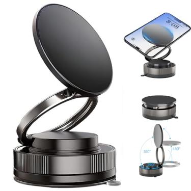 Imagem de Suporte Magnético para Celular de Carro 360° Ajustável e Dobrável, Portátil com Ventosa Forte para Carro/Ginásio/Espelho/Superfícies Lisas, Compatível com Todos Smartphones (Preto)
