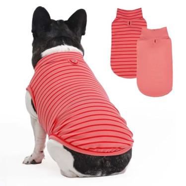 Imagem de LeleTail Pacote com 2 suéteres de cachorro para cães grandes, meninos e meninas, moletom de lã elástica quente para animais de estimação, casaco para inverno e outono, pijamas de gola rolê com listras