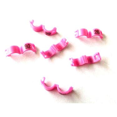 Imagem de freen-p 2,7 mm 1-100 clipe numerado de plástico anel de pássaro faixas de perna papagaio tentilhão canário agrupado 100 peças rosa