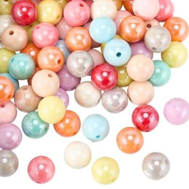 Imagem de SOFPLATE 80 peças de contas redondas de acrílico de 16 mm, contas de chiclete, multicoloridas, opacas, pedaços, berloques, bola, chiclete, espaçador solto para canetas com contas, faça você mesmo