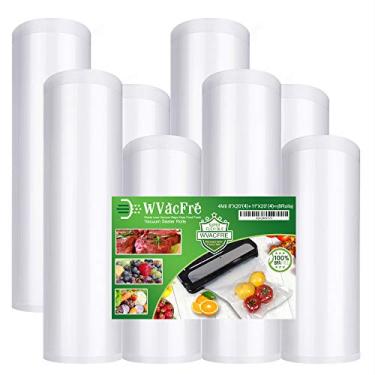 Imagem de WVacFre Pacote com 8 sacos seladores a vácuo de 20 cm x 50 cm (4 rolos) e 28 cm x 50 cm (4 rolos) com grau comercial, livre de BPA, resistente, ótimo para armazenamento de alimentos a vácuo ou