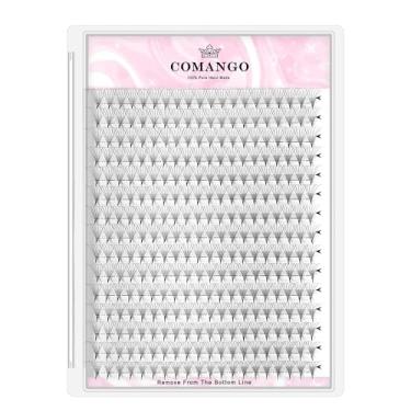 Imagem de CoMango 300 ventiladores pré-fabricados Extensões de cílios 6D Espessura 0,07 Ventiladores de cílios pré-fabricados C/D Curva Cílios Haste Média Base Fina Macio Mega Volume Extensões de Cílios