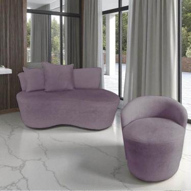 Imagem de Kit Namoradeira + Poltrona Yara Orgânica Veludo Rosê - Mansão Decor