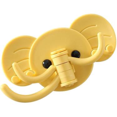 Imagem de Cabide de Parede de Elefante com 7 Ganchos Fixação Adesiva