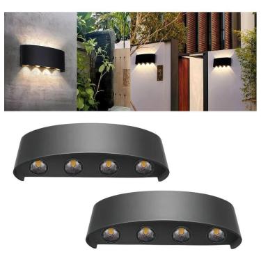 Imagem de 2X 2 Luminárias Arandela Meia Lua  Preta  8W E 8 Fachos De L