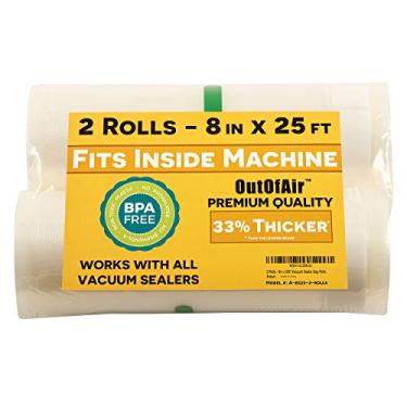 Imagem de Rolos de 20 cm x 63 cm (serve na máquina interna) – rolos de saco selador a vácuo para economia de alimentos e todos os outros economizadores. 33% mais espesso do que outros, livre de BPA, ótimo para sous vide. Grau comercial, Clear, 2 Rolls, 2
