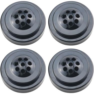 Imagem de FMHXG 4 peças bandeira nacional base redonda base de plástico 8 furos 6,4 x 6,4 x 2,5 cm bandeira de exibição de mesa para ocasiões festivas decorações de festa preto