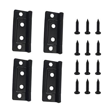Imagem de STFRBTH 4 peças de dobradiças de armário sem encaixe de 5 x 2,3 cm, dobradiça de porta com parafusos de montagem, dobradiças de extremidade estilo vintage para móveis, janelas, armário (preto)