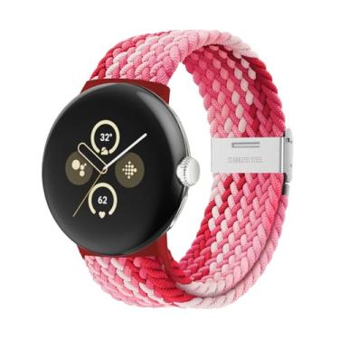 Imagem de BandRain Pulseiras trançadas elásticas compatíveis com Google Pixel Watch 4 3 de 41 mm/Pixel Watch 2/Google Pixel Watch – Conector atualizado – Pulseiras esportivas respiráveis de nylon elástico para