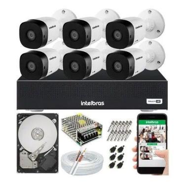 Imagem de Kit de CFTV com 6 Câmeras HD 720p VHC 1120B e DVR 8 Canais Intelbras c