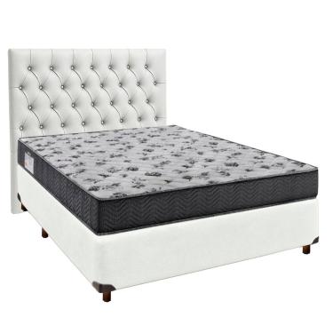 Imagem de Cama + Box Branco e Colchão Ortobom D33 Casal - Iso100 + Cabeceira