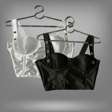 Imagem de Kit 2 Blusa Feminina Corset Croped Feminino Top Corselet Verão Malha A