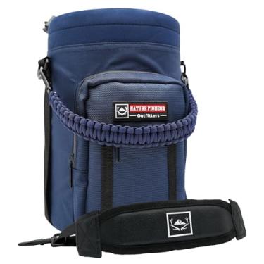 Imagem de Suporte de garrafa de água isolado de neoprene da NATURE PIONEOR com alça de ombro para garrafas de água esportivas de meio litro de 1,8 litros / 1 galão de 340 ml de garrafas de jarro de água esportivas, bolsa de transporte para acampamento ao ar livre, caminhadas, pesca, Navy-2, One Gallon