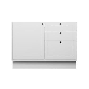 Imagem de Balcão Cozinha Mdf Herval Viana, 1 Porta e 3 gavetas, Branco Ártico, com divisor de talheres, 120 cm