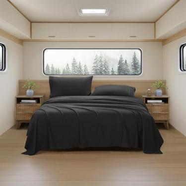 Imagem de Lençóis de acampamento King Size – Conjunto de lençóis de colchão de ar ao ar livre – Alças de canto embutidas para uso em colchão de ar e acampamento – Projetado para camas infláveis e festas do