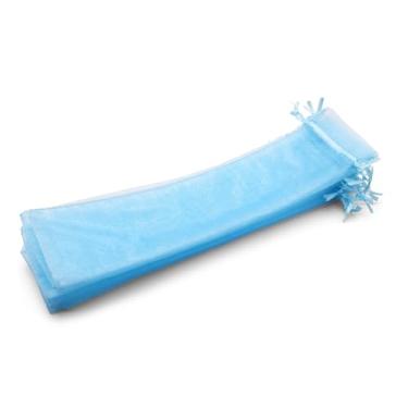 Imagem de OLILLY 50 sacos de organza azul – Tamanho 10 × 6 cm – Perfeito para itens longos (ventiladores, canetas, etc.)