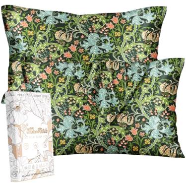 Imagem de Miss Adola Pacote com 2 fronhas de seda – King Size 50,8 x 91,4 cm capa de almofada sedosa para cabelo e pele macia e estética com zíper para mulheres, arte verde