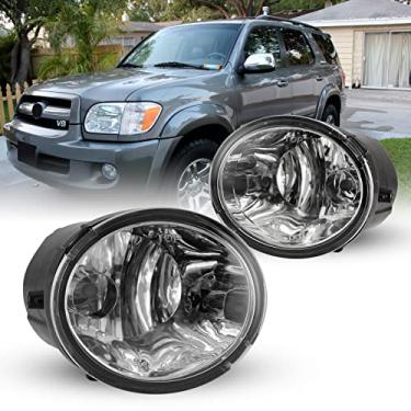 Imagem de AUTOFREE Faróis de neblina compatíveis com Toyota Tundra 2000-2006 Sequoia 2001-2007 com lâmpadas de condução 9006 12V 51W substituição incluído kit de fiação e interruptor - 1 par (lente transparente