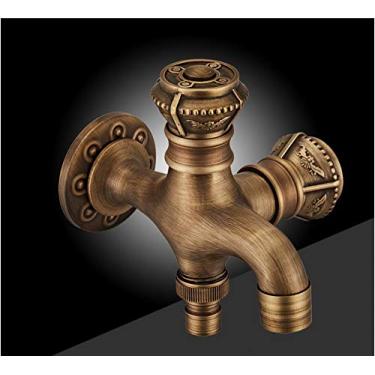 Imagem de RAUGAJ Torneiras, torneira de bidê de latão antigo montada na parede esculpida banheiro chuveiro vaso sanitário torneira água fria com suporte de chuveiro de mão/torneira de bidê apenas