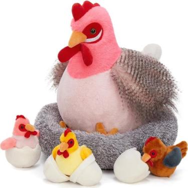 Imagem de Conjunto de 8 unidades de frango MaoGolan com bebês e ovos de pelúcia