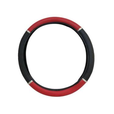 Imagem de Capa De Volante Universal Preta / 2 Cores Com Anel Cromado - Autovex /