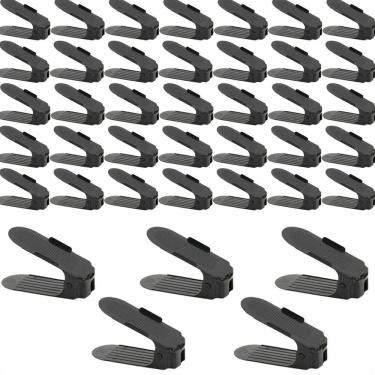 Imagem de Kit 40 Organizador De Sapato Reforçado Com 3 Altura Preto