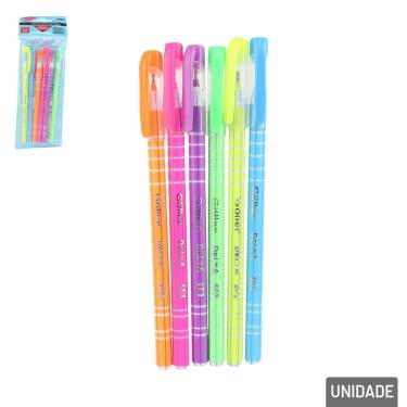 Imagem de Caneta Esferográfica 6 Pçs 1.0mm Perfumadas Neon - Tudo em Caixa